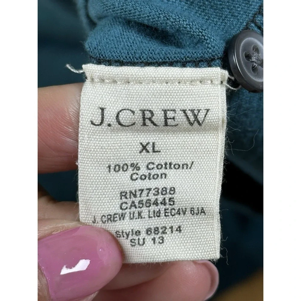 J.Crew Men's Colorblock Polo Shirt‎ XL Black Green Teal Short Sleeve Cotton